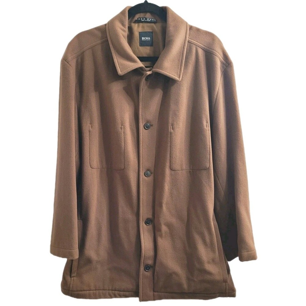Hugo Boss Chess 46R Made in Poland Wool Cashmere Blend Coat Camel Brown Jacket
